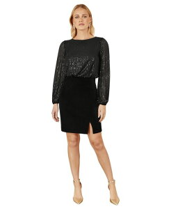 ���~�L�� ���f�B�[�X �g�b�v�X �����s�[�X �~�j �x���x�b�g �X�p���R�[�� Yumi Women'sequin And Velvet Mini Dress Black �u���b�N