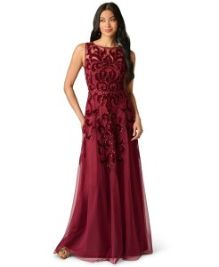 �A�h���A�i �p�y�� ���f�B�[�X �g�b�v�X �����s�[�X ���b�V�� Adrianna Papell Women's Illusion Bead Mesh Long Beadedress Mahogany