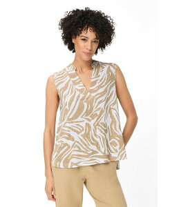 �I���Z�� ���f�B�[�X �g�b�v�X �V���c V�l�b�N �m�[�X���[�u Olsen Women'sleeveless Neo Zebra V-Neck Shell Desert stone �X�g�[��