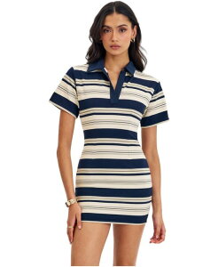 �~�X�T�[�N�� ���f�B�[�X �g�b�v�X �����s�[�X �~�j ���� Miss Circle Women's Whitley Colla red Short-Sleeve Striped Mini Dress Navy stripe �l�C�r�[