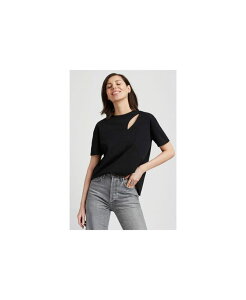 �}���Z�� ���f�B�[�X �g�b�v�X �V���c �J�b�g�A�E�g �R�b�g�� �W���[�W�[ Marcella Women's Leonie Organicotton Jersey Boxy Half-Sleeve Cutout-Shoulder Top Black �u���b�N