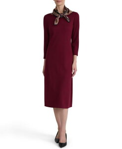 �W���[���Y�j���[���[�N ���f�B�[�X �g�b�v�X �����s�[�X �~�f�B Jones New York Women's 3/4-Sleeve Midi Dress with Combo Scarf Classic Wine ���C��