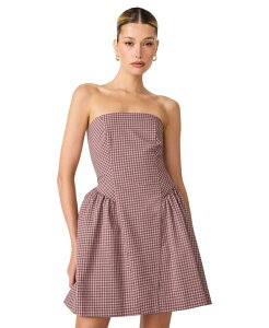 �X�e�B�[�u �}�f�� ���f�B�[�X �g�b�v�X �����s�[�X�g���b�v���X Steve Madden Women's Paulinna Fit & Flare Plaid Strapless Dress Pink And Black Plaid �u���b�N