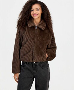 �R�[�q�[�V���b�v ���f�B�[�X �A�E�^�[ �W���P�b�g�E�u���]�� CoffeeShop Women's Faux-Fur Chevron Jacket Dark Brown Chevron �u���E��