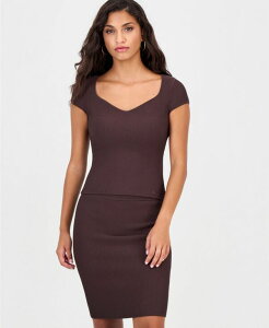 �Q�X ���f�B�[�X �A�E�^�[ �j�b�g�E�Z�[�^�[ ���� GUESS Women's Ottoman Curve Sweetheart Short-Sleeve Sweater Dark Coffee �R�[�q�[