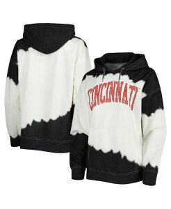 �Q�[���f�C�E�N�`���[�� ���f�B�[�X �A�E�^�[ �p�[�J�[�E�X�E�F�b�g Gameday Couture Women's White Black Distressed Cincinnati Bearcats For the Fun Double Dip-Dyed Pullover Hoodie White Black �z���C�g