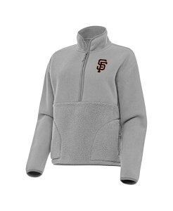 �A���e�B�O�A ���f�B�[�X �A�E�^�[ �p�[�J�[�E�X�E�F�b�g �V���c Antigua Women's Gray San Francisco Giants Figure Half-Zip Sweatshirt Gray �O���[