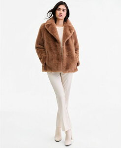 �W���[���Y�j���[���[�N ���f�B�[�X �A�E�^�[ �R�[�g Jones New York Women'short Faux-Fur Notch-Collar Coat MINK �~���N