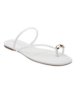 �}�[�N�t�B�b�V���[ ���f�B�[�X �V���[�Y �X���b�|���E���[�t�@�[ �T���_�� Marc Fisher Women's Bedy Ornamented Toe Loop Slip-On Flat Sandals White Patent �z���C�g
