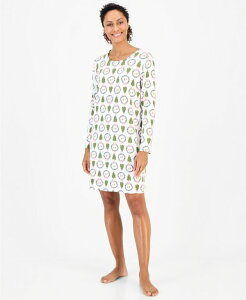 �`���[�^�[�N���u ���f�B�[�X �g�b�v�X �V���c �j�b�g Charter Club Women's Long Sleeve Soft Knit Sleepshirt Wreaths Trees