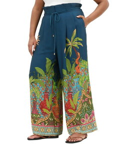 �V�e�B�[�V�b�N ���f�B�[�X �{�g���X �J�W���A���p���c �v���X�T�C�Y �v�����g CITY CHIC Plusize Fools Paradise High-Rise Print Wide-Leg Pants Fools paradise plc