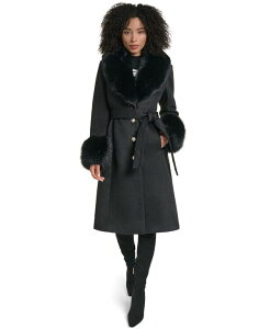 �J�[�� ���K�[�t�F���h ���f�B�[�X �A�E�^�[ �R�[�g �E�[�� KARLAGERFELD PARIS Women'single-Breasted Long Wool-Blend Coat Created for Macy's Black �u���b�N