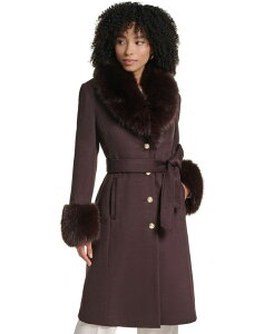 �J�[�� ���K�[�t�F���h ���f�B�[�X �A�E�^�[ �R�[�g �E�[�� KARLAGERFELD PARIS Women'single-Breasted Long Wool-Blend Coat Created for Macy's Java