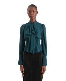 アヴェックレフィーユ レディース トップス シャツ パフスリーブ Avec Les Filles Women's Long Puff-Sleeve Scarf Neck Top Teal ティール