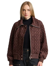 アヴェックレフィーユ レディース アウター コート スエード Avec Les Filles Women's Oversized Basketweave Faux Suede Bomber Coat Mahogony