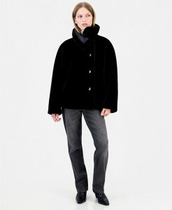 �J���o���N���C�� ���f�B�[�X �A�E�^�[ �W���P�b�g�E�u���]�� Calvin Klein Women's Funnel-Neck Teddy Jacket Created for Macy's BLACK �u���b�N