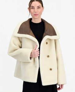 �J���o���N���C�� ���f�B�[�X �A�E�^�[ �W���P�b�g�E�u���]�� Calvin Klein Women's Funnel-Neck Teddy Jacket Created for Macy's TOFU