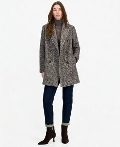 �J���o���N���C�� ���f�B�[�X �A�E�^�[ �R�[�g Calvin Klein Women's Double-Breasted Pea Coat Created for Macy's MULTICOLOR HERRINGBONE �}���`�J���[