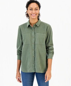 �X�^�C���A���h�R�[ ���f�B�[�X �g�b�v�X �V���c �R�[�f�����C �R�b�g�� Style & Co Women's Cotton Corduroy Overshirt Created for Macy's Leafy Clover