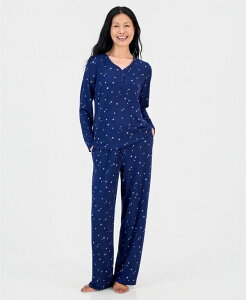 �`���[�^�[�N���u ���f�B�[�X �A���_�[�E�F�A �i�C�g�E�F�A �v�����g ���� Charter Club Women's 2-Piece Printed Long-Sleeve Packaged Pajama set Created for Macy's Night Sky