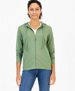 �X�^�C���A���h�R�[ ���f�B�[�X �A�E�^�[ �p�[�J�[�E�X�E�F�b�g �V���c Style & Co Women's Zip-Front Hooded Sweatshirt Created for Macy's Leafy Clover