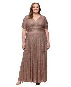 �A���b�N�X�C�u�j���O�X ���f�B�[�X �g�b�v�X �����s�[�X V�l�b�N �X�p���R�[�� Alex Evenings Women's Mother of the Bride Sequin V-Neck Dress Caramel