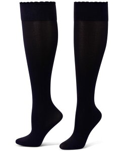 �q���[ ���f�B�[�X �A���_�[�E�F�A �C�� Hue Women's Compression Opaque Scalloped-Edge Knee-High Socks 3-Pack Navy �l�C�r�[