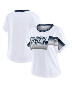 �E�F�A �o�C �G���� �A���h���[�Y ���f�B�[�X �g�b�v�X T�V���c �N���b�v�h WEAR by Erin Andrews Women's White Dallas Cowboys Cropped Center Stripe Dolman T-Shirt White �z���C�g