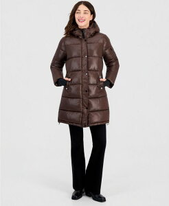 �X�e�B�[�u �}�f�� ���f�B�[�X �A�E�^�[ �W���P�b�g�E�u���]�� �R�[�g Steve Madden Women's Hooded Puffer Coat Created for Macy's Espresso