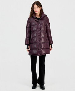 �X�e�B�[�u �}�f�� ���f�B�[�X �A�E�^�[ �W���P�b�g�E�u���]�� �R�[�g Steve Madden Women's Hooded Puffer Coat Created for Macy's Merlot
