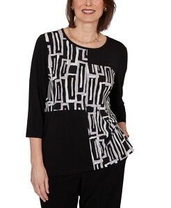 �A���t���b�h �_�i�[ ���f�B�[�X �g�b�v�X �V���c �v�����g Alfredunner Women'spliced Geometric Puff Printop Black �u���b�N