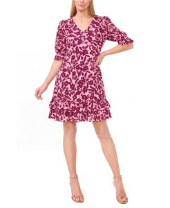�Z�Z ���f�B�[�X �g�b�v�X �����s�[�X V�l�b�N �e�B�A�[�h �t���� ���� CeCe Women's V-Neck Short-Sleeve Tie red Ruffle Dress Moonlit