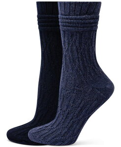 �q���[ ���f�B�[�X �A���_�[�E�F�A �C�� �u�[�c Hue Women's Bubble Cable Boot Sock 2 Socks 2-Pack Blue Pack �u���[