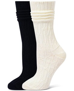 �q���[ ���f�B�[�X �A���_�[�E�F�A �C�� �u�[�c Hue Women's Bubble Cable Boot Sock 2 Socks 2-Pack Ivory Pack �A�C�{���[