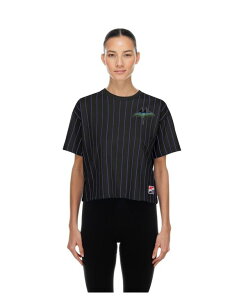 �j���[�G�� ���f�B�[�X �g�b�v�X T�V���c ���b�V�� New Era Women's Black Tampa Bay Rays City Connecthrowback Meshback Pinstripe Boxy T-Shirt Black �u���b�N
