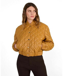 �t�@�[�j�b�N UK ���f�B�[�X �A�E�^�[ �W���P�b�g�E�u���]�� �L���e�B���O ���U�[ Furniq UK Women's Aveline Quilted Leather Jacket Created for Macy's Caramel