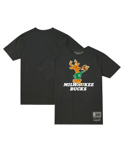 �~�b�`�F��&�l�X �����Y �g�b�v�X T�V���c ���S Mitchell & Ness Men's and Women's Black Milwaukee Bucks Hardwood Classics MVP Throwback Logo T-shirt Black �u���b�N