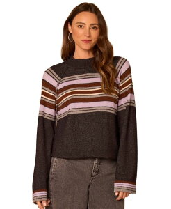 �f���N���V�[ ���f�B�[�X �A�E�^�[ �j�b�g�E�Z�[�^�[ �v�` Democracy Petite Mock-Neck Striped Bubble-Hem Sweater Charcoalavender �`���R�[��