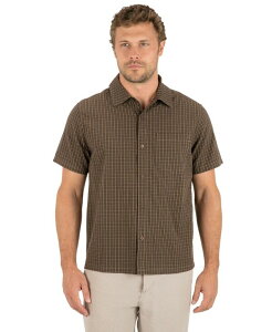 �n�[���[ �����Y �g�b�v�X �V���c Hurley Men's Anthem Brown Plaid Shirt Brown �u���E��
