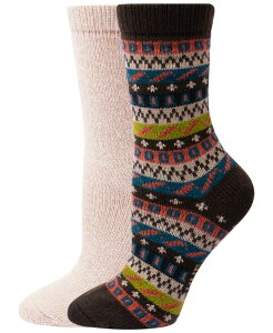�q���[ ���f�B�[�X �A���_�[�E�F�A �C�� �u�[�c �j�b�g Hue Women's Geo-Stripe Knit Boot Socks, 2-Pack Chocolate Pack �`���R���[�g