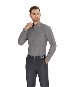 �y���������z �A���t�@�j �����Y �V���c �g�b�v�X Men's Geometric Pattern Spread Collar Dress Shirt Charcoal