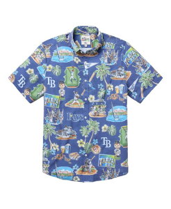 ���C���X�v�[�i�[ �����Y �g�b�v�X �V���c Men'sReyn Spooner Blue Tampa Bay Rayscenic Tri-Blend Performance Button-Up Shirt Blue �u���[