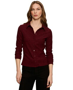 �y���������z �T���N�`���A���[ ���f�B�[�X �V���c �g�b�v�X Women's Dreamer Long-Sleeve Spread-Collar Button-Up Shirt Bordeaux