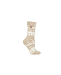 �y���������z �q�[�g�z���_�[�Y ���f�B�[�X �C�� �A���_�[�E�F�A Lite Jade Holiday Outdoor Deer Crew Socks Beige