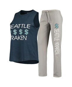 �R���Z�v�c �X�|�[�c ���f�B�[�X �g�b�v�X �^���N�g�b�v �p���c Conceptsport Women's Deep Sea Blue Gray Seattle Kraken Meter Tank Top and Pantsleep Set Deep Sea Blue Gray �O���[
