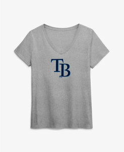 ���S�A�X���`�b�N ���f�B�[�X �g�b�v�X T�V���c V�l�b�N Women's Gray Tampa Bay Rays Logo Athletic V-Neck T-Shirt Gray �O���[