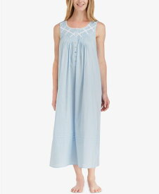 エイレーンウェスト レディース ナイトウェア アンダーウェア Lace-Trimmed Cotton Ballet-Length Nightgown Blue
