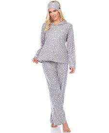 ホワイトマーク レディース ナイトウェア アンダーウェア Women's Pajama Set 3 Piece Gray