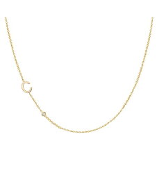 ゾエレフ レディース ネックレス・チョーカー・ペンダントトップ アクセサリー 14K Gold Asymmetrical Initial and Bezel Necklace Gold-C