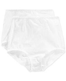 バリ レディース パンツ アンダーウェア Women's Light Tummy-Control Cotton 2-Pack Brief Underwear X037 White/White